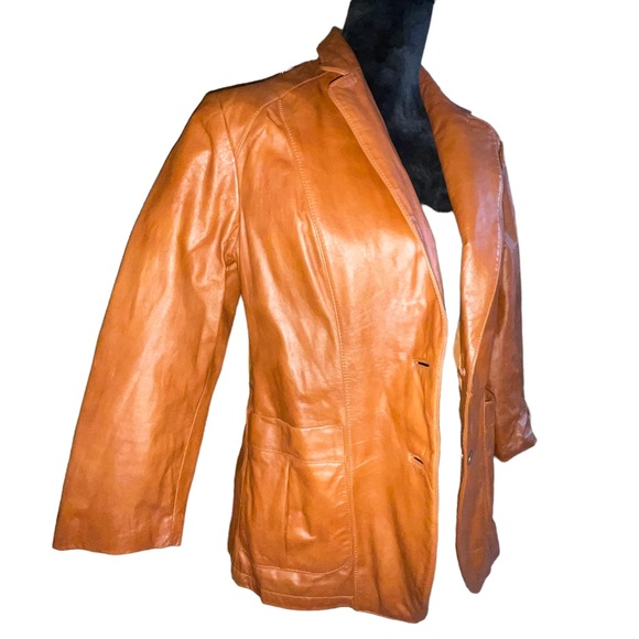 VINTAGE | 70s Wilson's Leather caramel single breasted blazer jacket - Picture 3 of 15